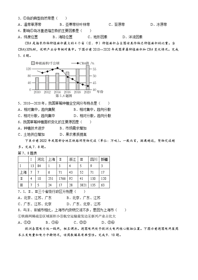浙江省强基联盟2023-2024学年高二下学期5月期中联考地理试卷（Word版附解析）02