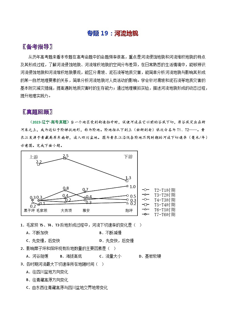 专题19河流地貌-2024年高考地理三轮专题复习（全国通用）01