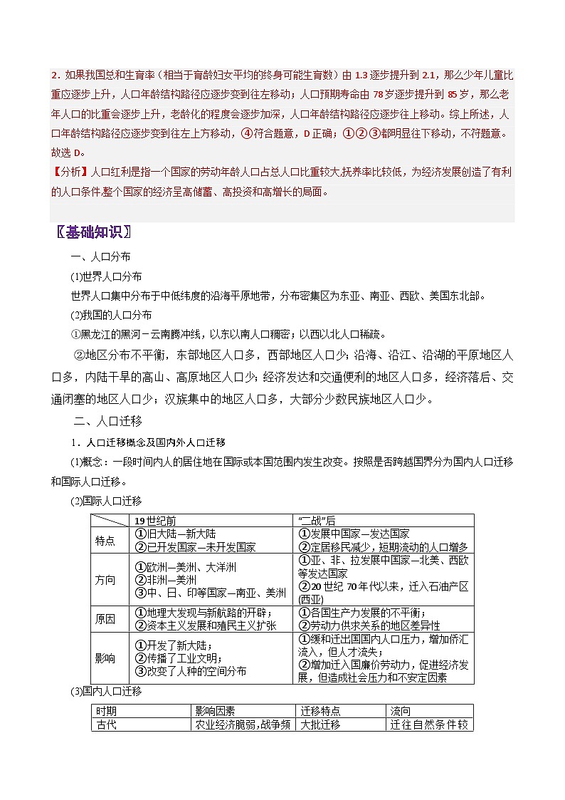 专题25人口问题-2024年高考地理三轮复习（全国通用）（解析版）第2页