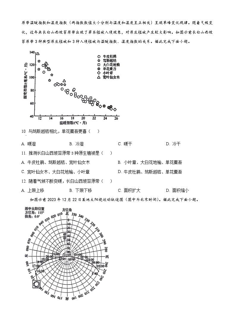 2024届重庆市荣昌永荣中学校高三模拟预测地理试题03
