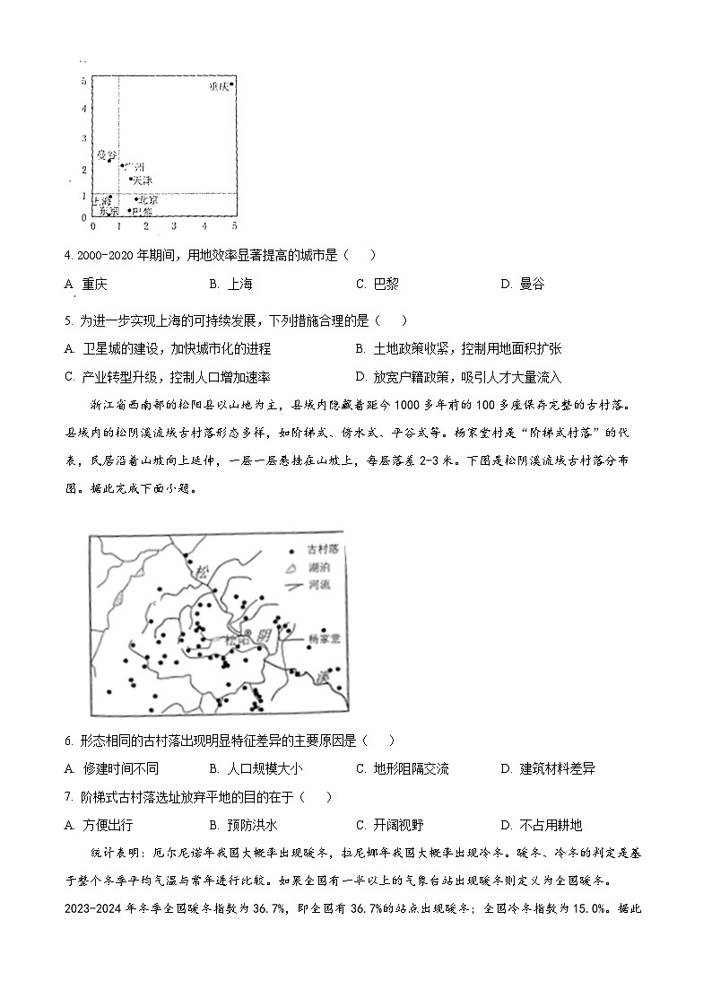 2024届重庆市主城区（九龙坡区）高三学业质量调研抽测（第三次）地理试题（原卷版）第2页