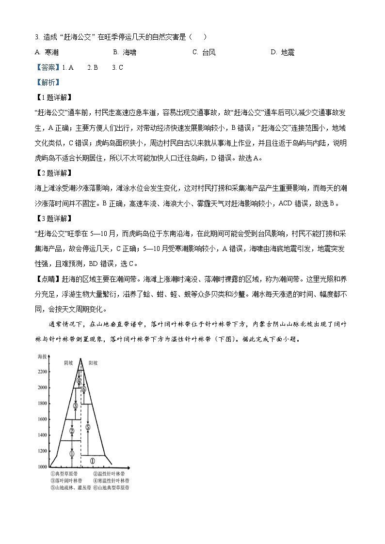 2024届高三下学期5月份大联考地理（东三省）（解析版）第2页