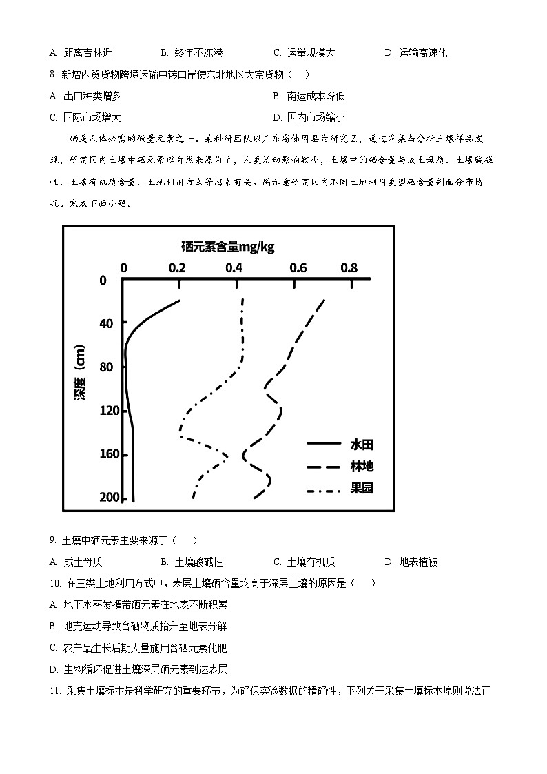 2024届湖南省长沙市第一中学高三下学期模拟试卷（二）地理试题（原卷版+解析版）03