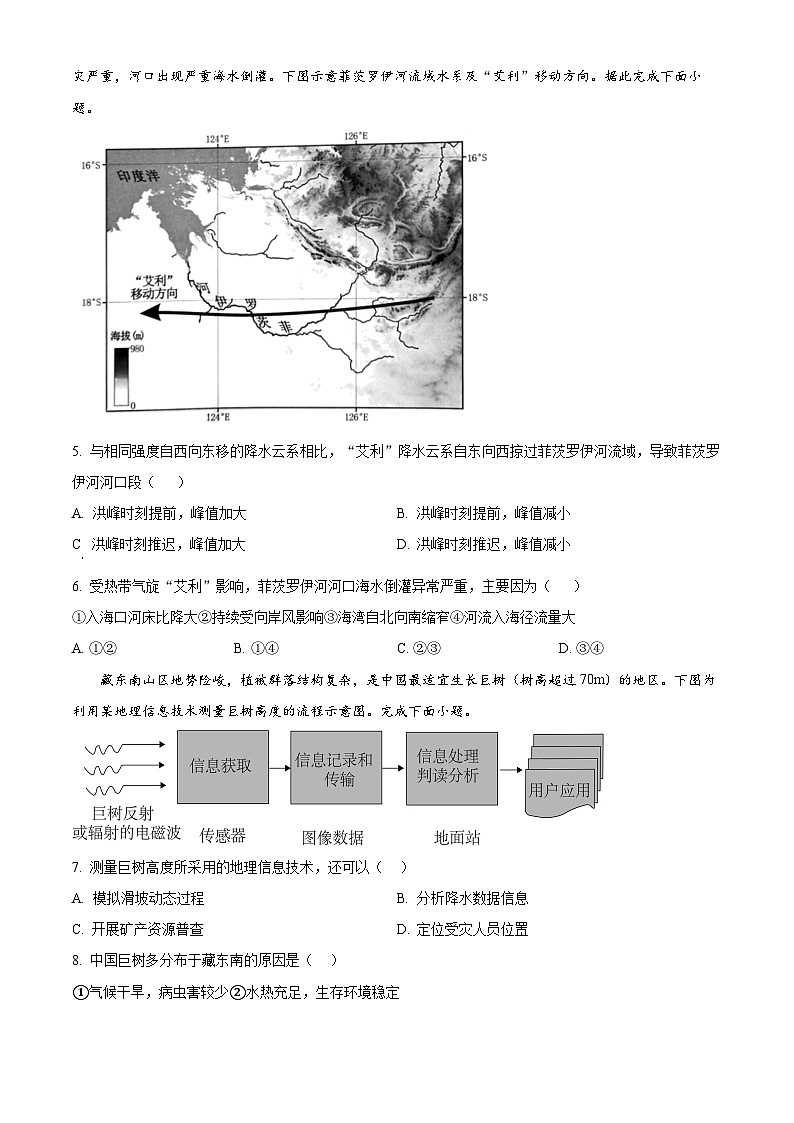河南省信阳市浉河区信阳高级中学2023-2024学年高二下学期5月期中地理试题（原卷版+解析版）02