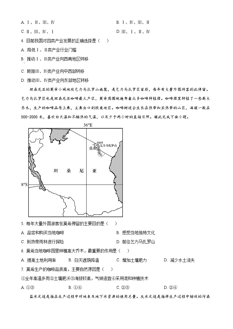 2024届山东省菏泽市高考模拟地理试题（原卷版+解析版）02