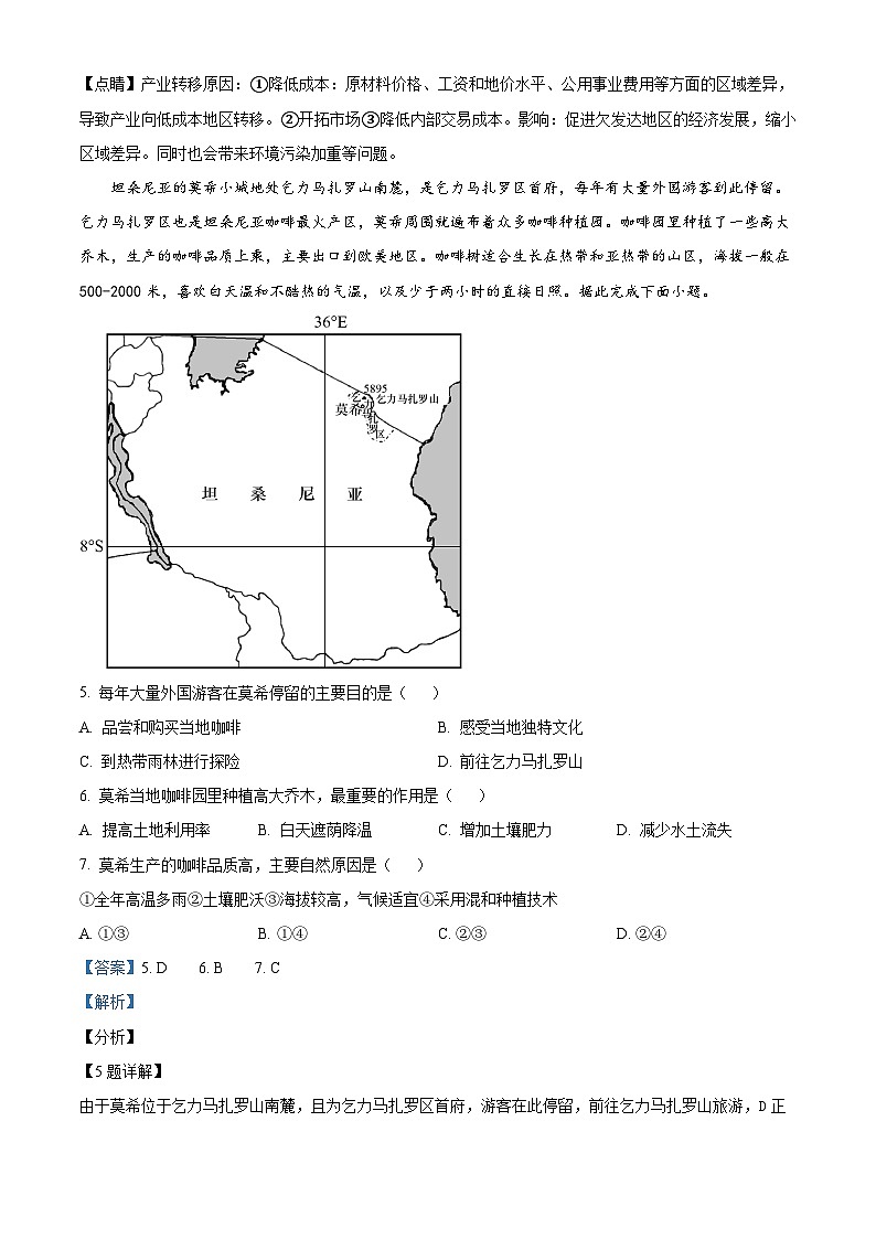 2024届山东省菏泽市高考模拟地理试题（原卷版+解析版）03