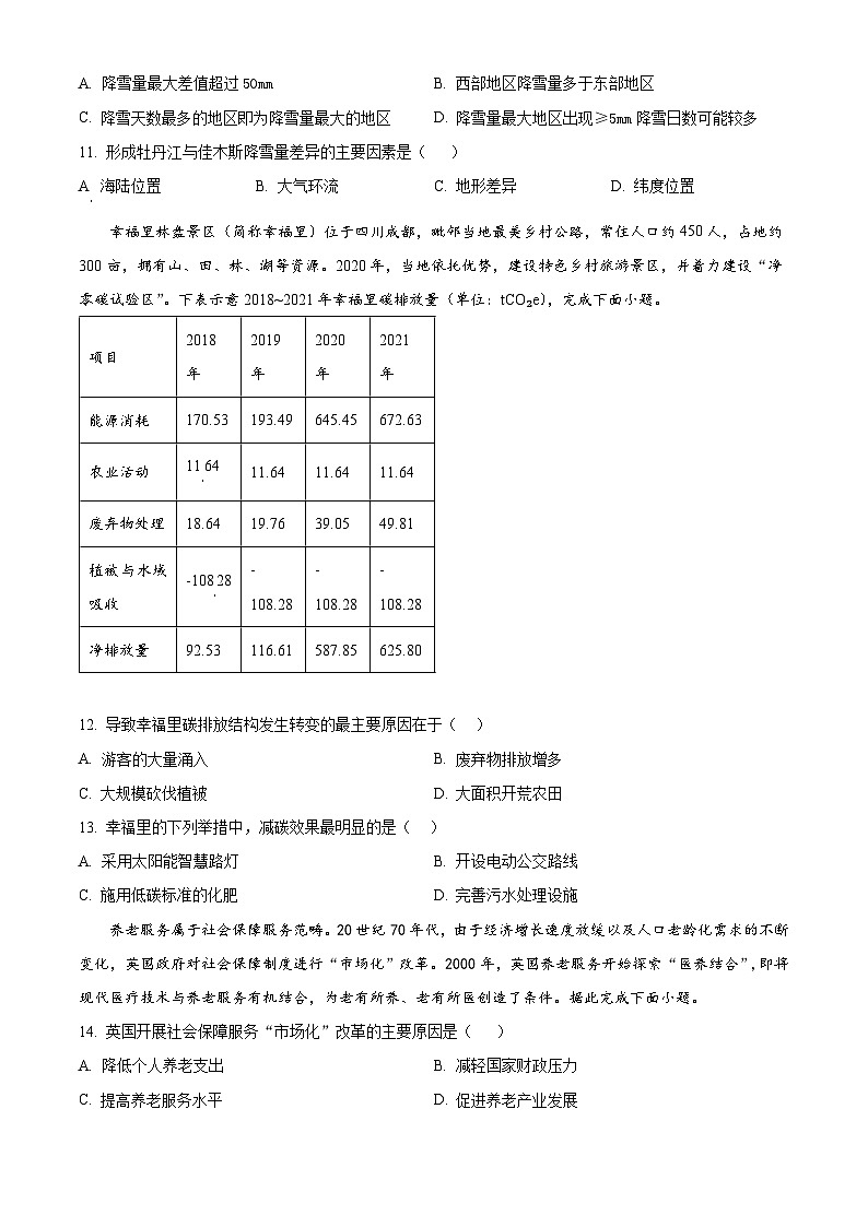 2024届山东省青岛市高三下学期5月模拟地理试题（原卷版）第3页
