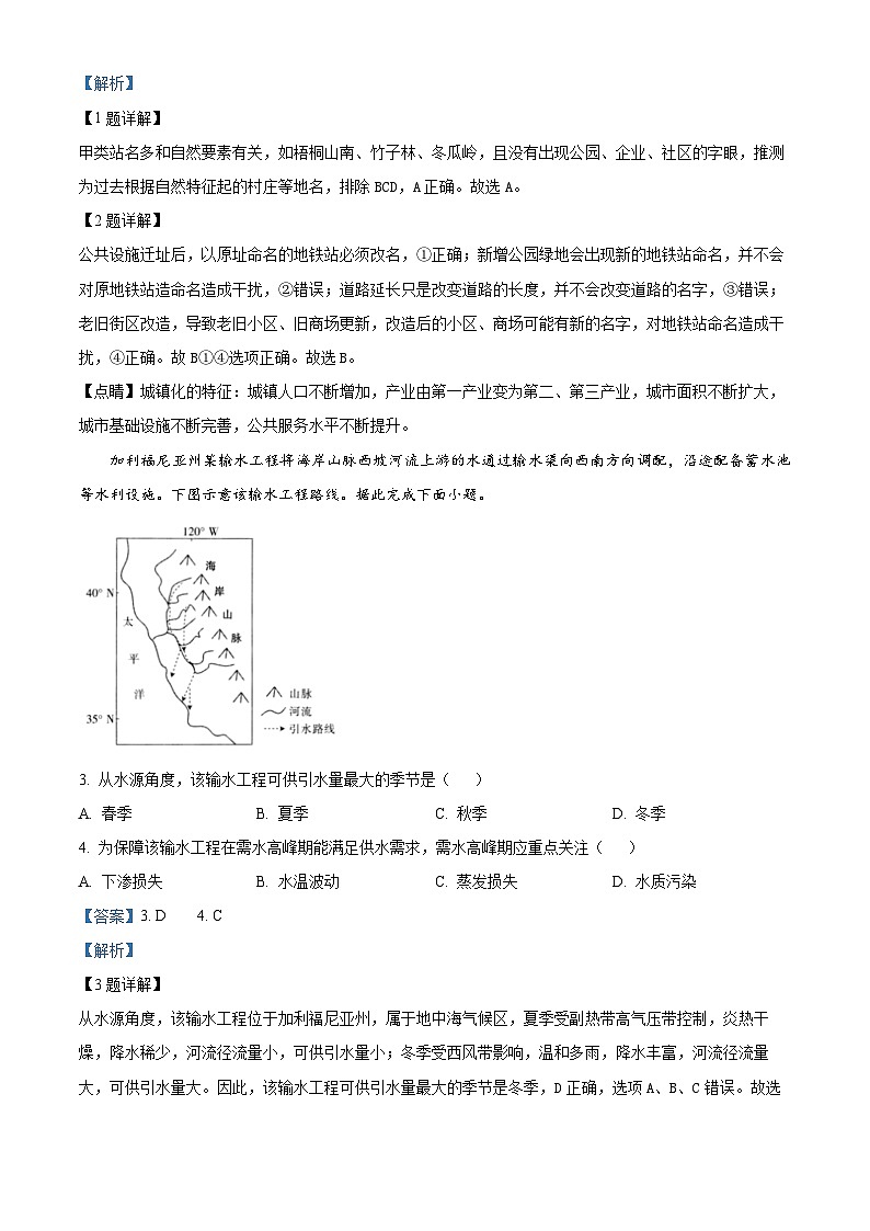 2024届江西省多市多校高三下学期模拟预测联考地理试题（原卷版+解析版）02