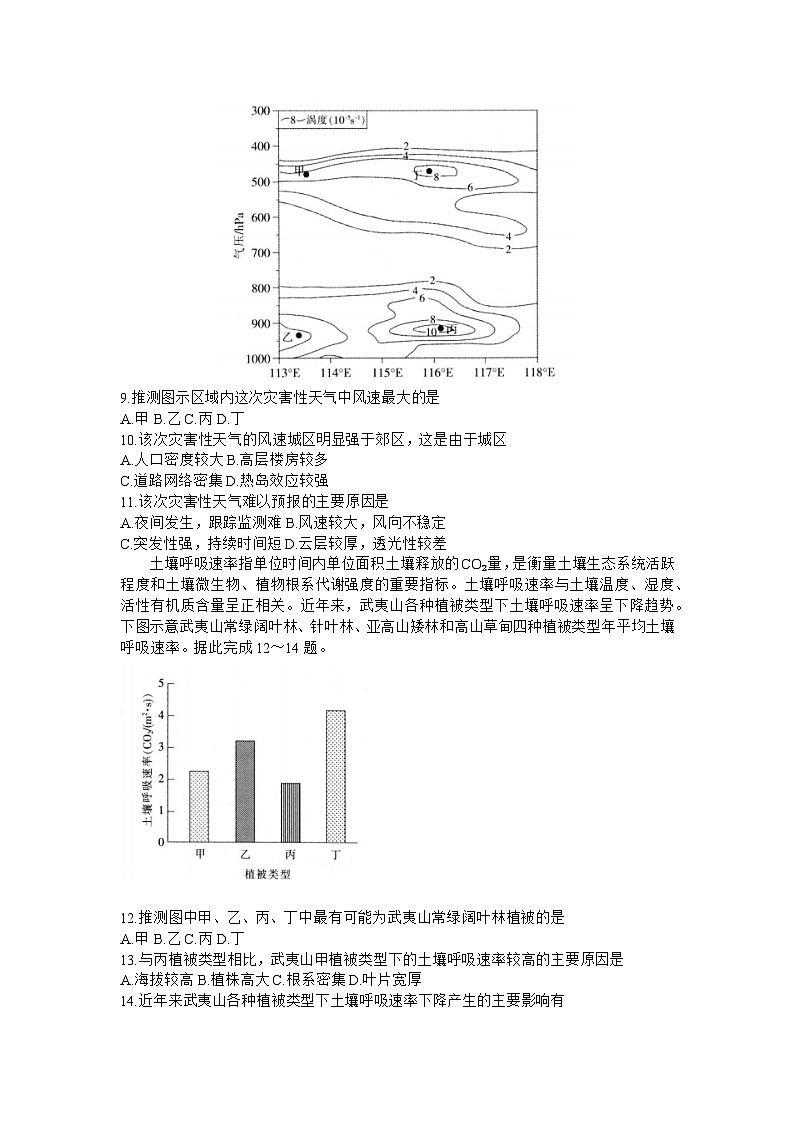 2024届江西省上进联考高三第二次适应性考试模拟预测地理试题第3页