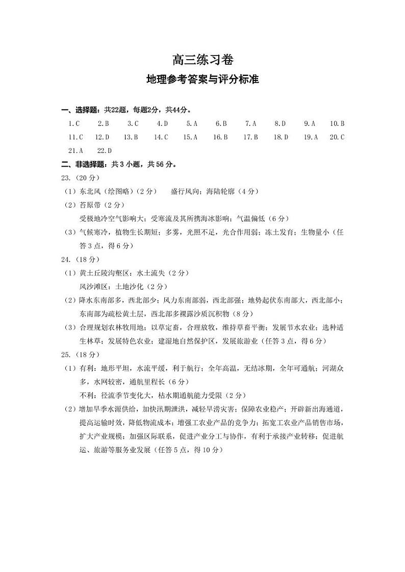 江苏省南通市2024届高考考前模拟高三练习卷(南通四模)地理试题01