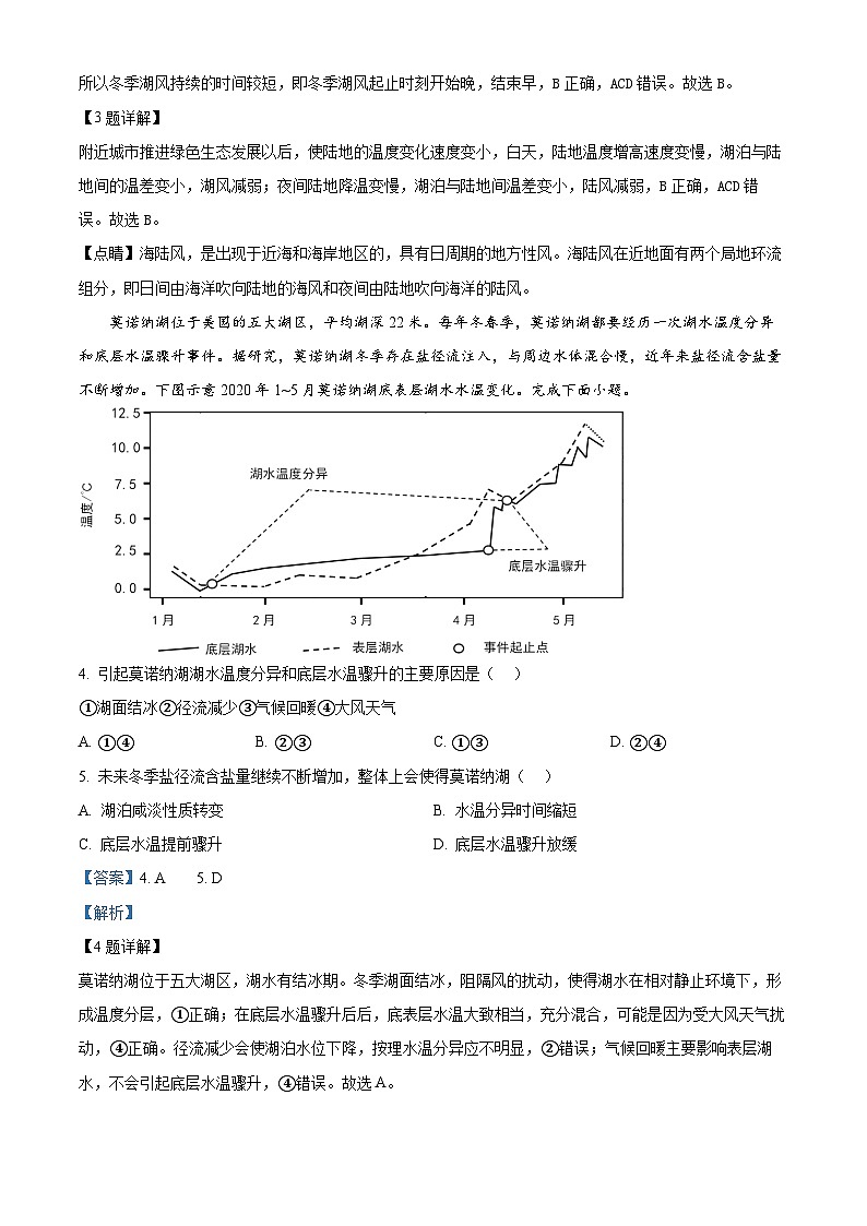2024届安徽省六安第一中学高三下学期质量检测（三 ）地理试题02