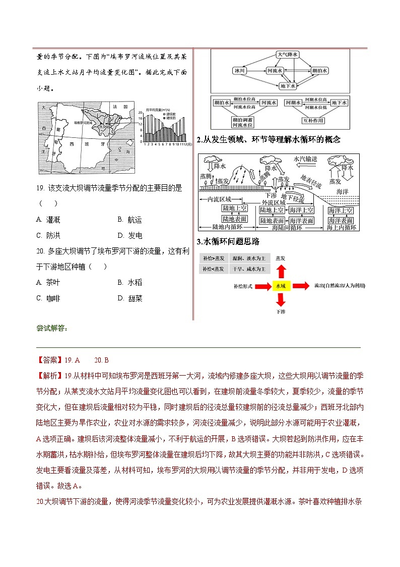 押江苏卷第3~4题 水的运动-【临考押题】备战2024年高考地理临考题号押题（江苏卷）02