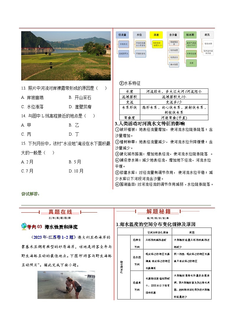 押江苏卷第3~4题 水的运动-【临考押题】备战2024年高考地理临考题号押题（江苏卷）03