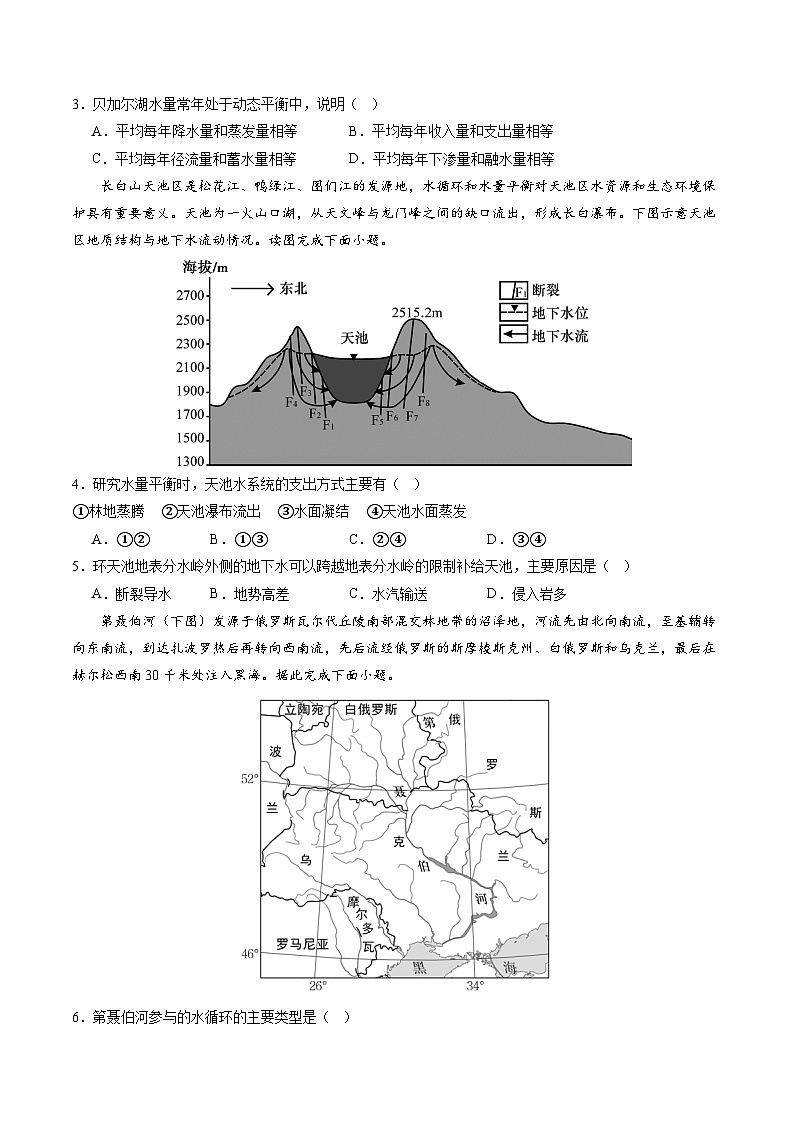 押选择04 水循环与水量平衡-【临考押题】备战2024年高考地理之考前押选择02