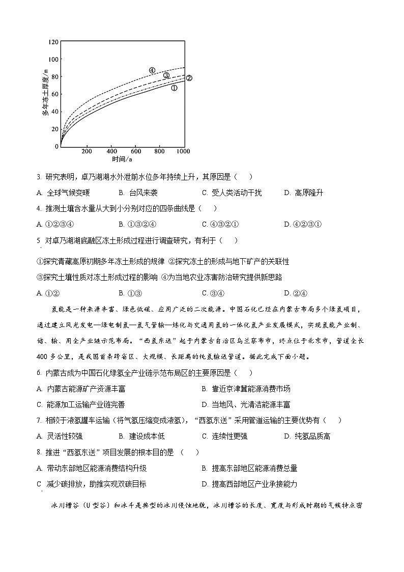 2024届河北省唐山市高三下学期适应性训练地理试题（学生版）第2页