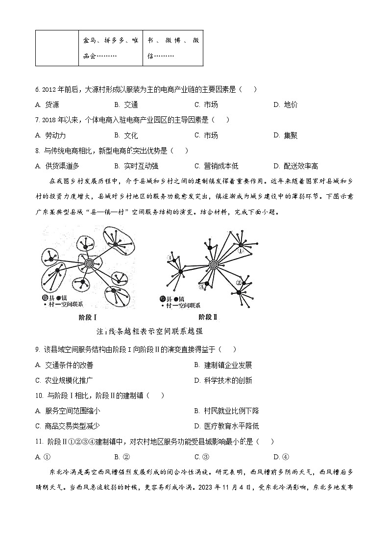 福建省福州第一中学2023-2024学年高三下学期模拟地理试题（原卷版）第3页