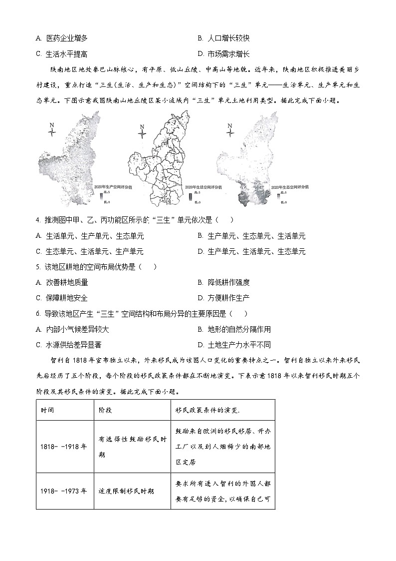 2024届江西省上进联考高三第二次适应性考试模拟预测地理试题（学生版+教师版）02