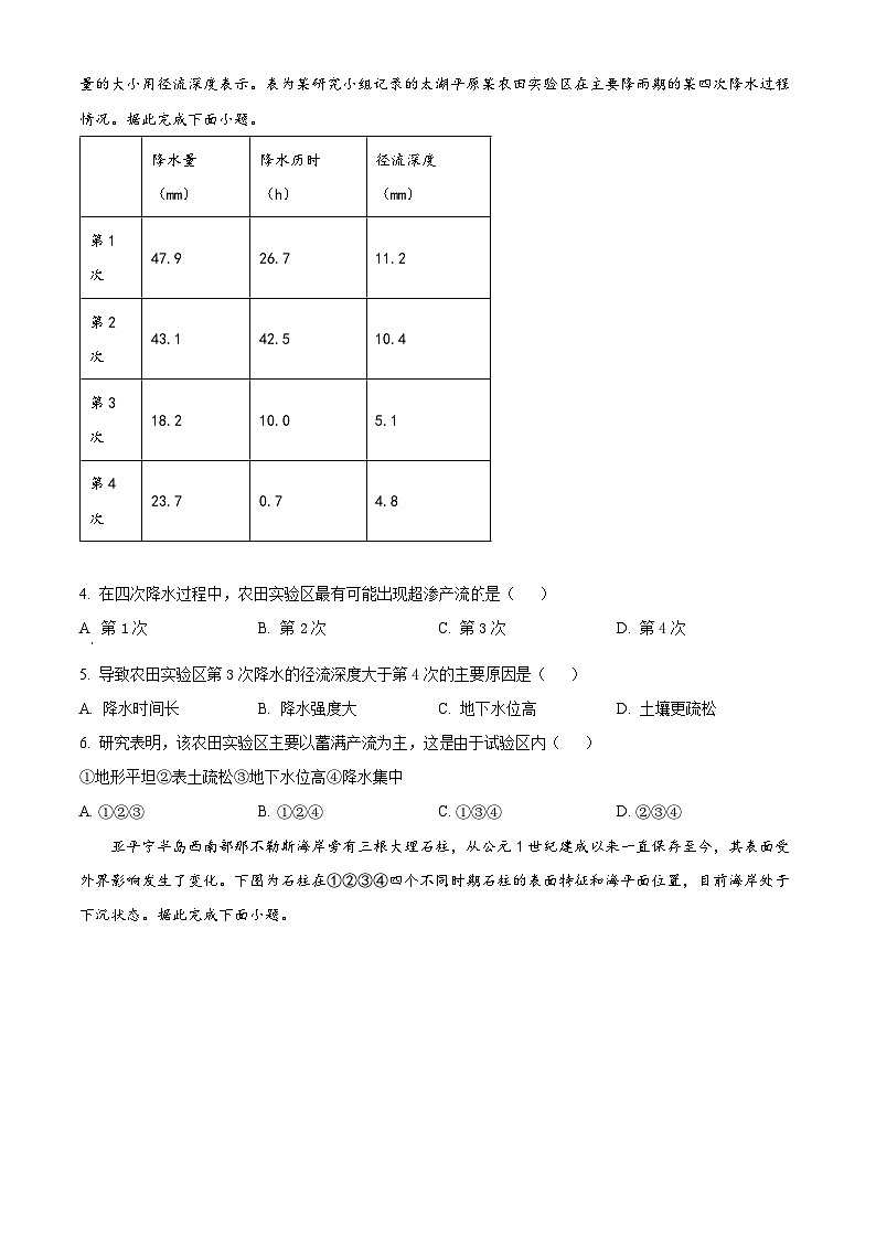 2023届四川省内江市高三第一次模拟考试地理试题（学生版+教师版）02