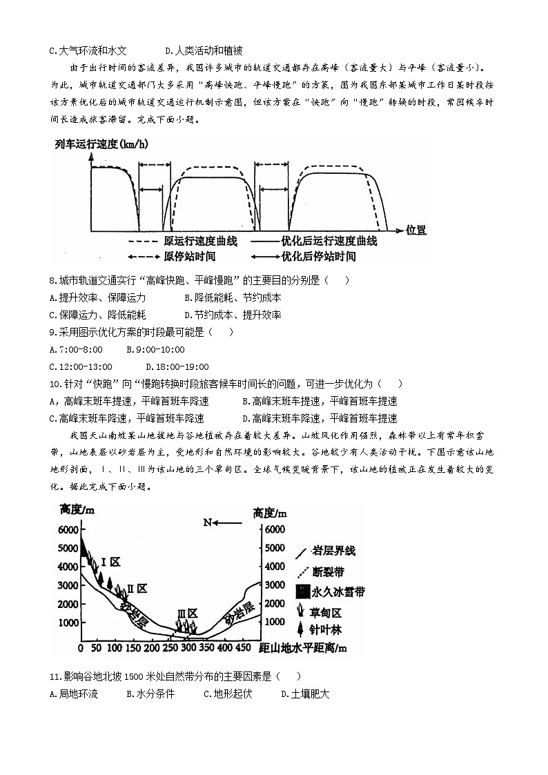 黑龙江省大庆市实验中学实验二部2023-2024学年高三下学期阶段考试（二）地理试题(无答案)第2页