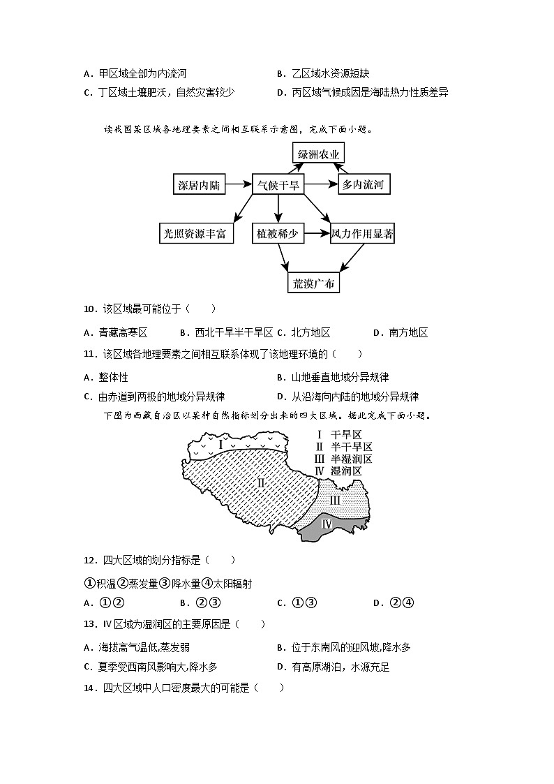 第一单元第一节 认识区域 课时练习 高中 鲁教版（2019）选择性必修2第3页