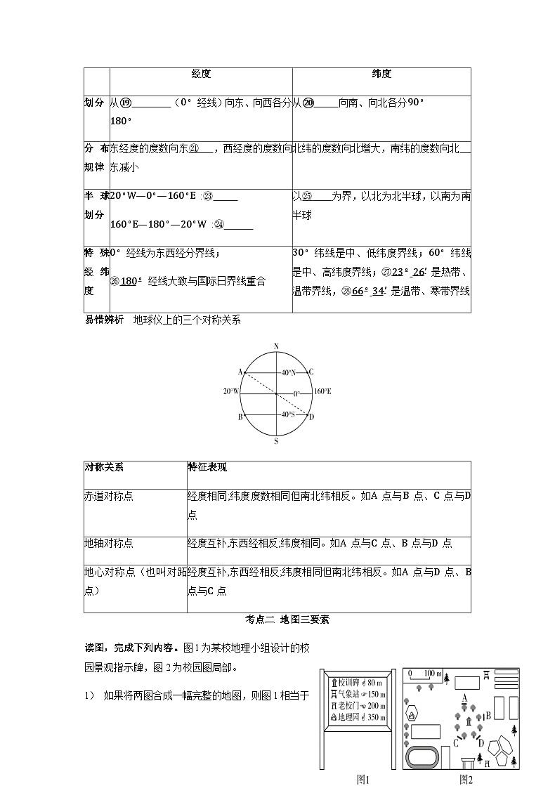 第一章 地球与地图 第1讲 经纬网与地图要素 自主学练案（附答案） 新教材人教版  高三地理 一轮复习第3页