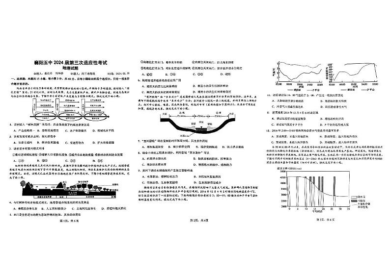 2024届湖北省襄阳市第五中学高三第三次适应性测试地理试题01