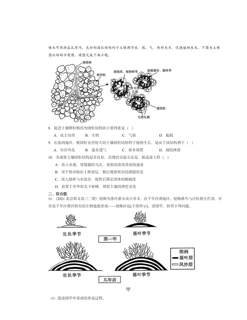 2020～2024北京高三二模地理试题分类汇编：植被与土壤章节综合03