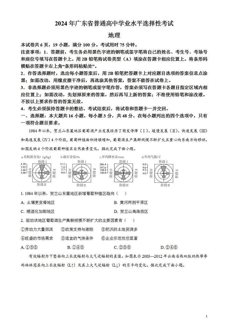 2024年高考真题——地理试卷（广东卷）含答案PDF01