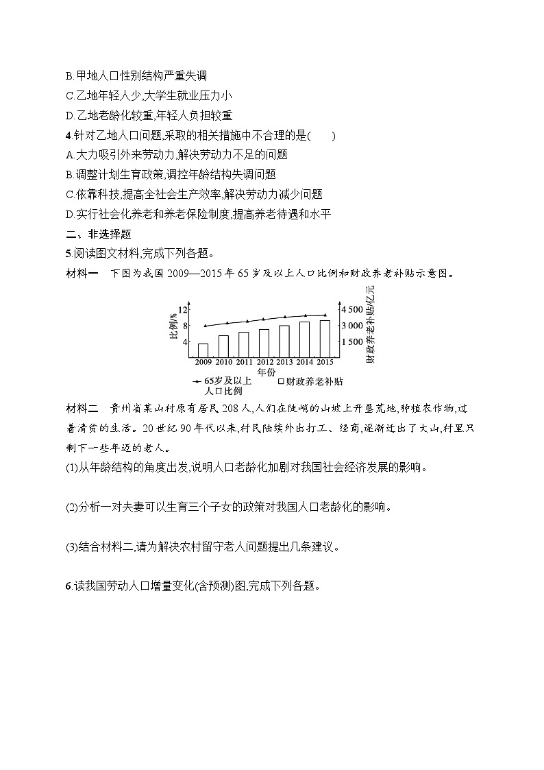 2025届人教新高考高三地理一轮复习专题突破练6人口增长与人口问题（Word版附解析）第2页