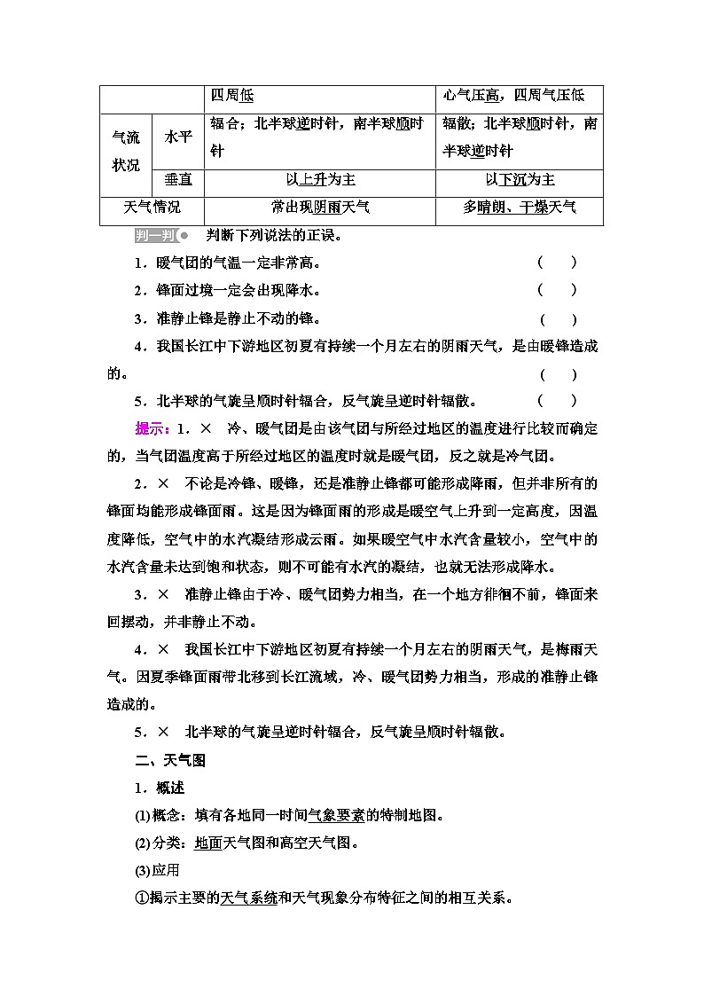 中图版高中地理选择性必修1第3章第1节常见天气现象及成因学案03