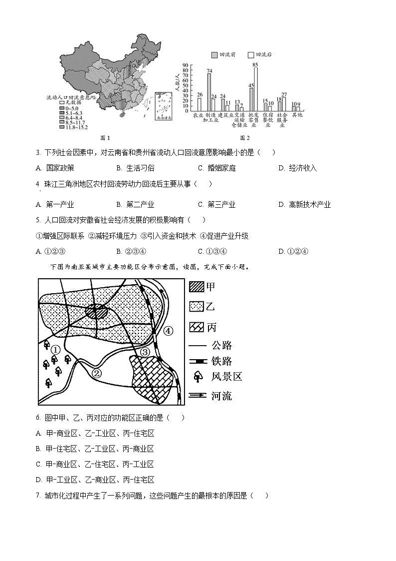 2024西安部分学校联考高一下学期6月月考试题地理含解析02