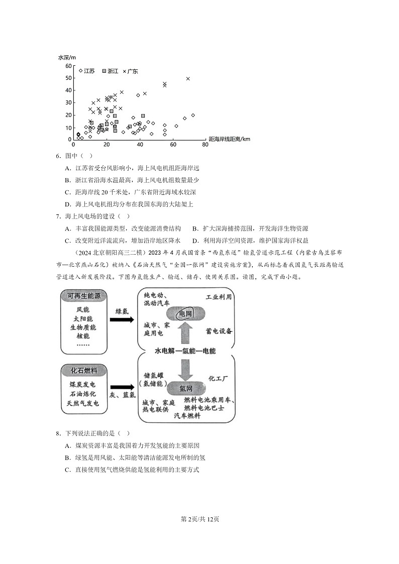 【地理】2022～2024北京高三二模地理试题分类汇编：自然环境与人类社会章节综合02