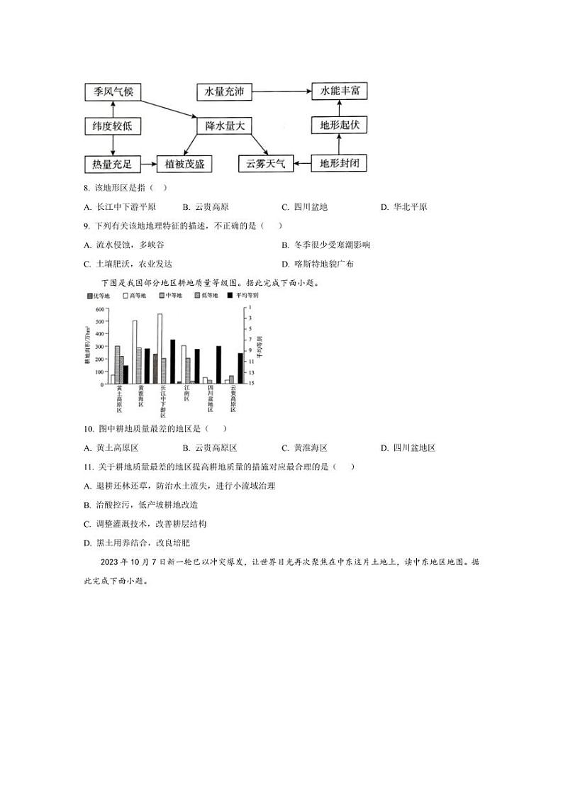 [地理]河北省承德市2023～2024学年高二下学期5月联考试题地理（有答案）03