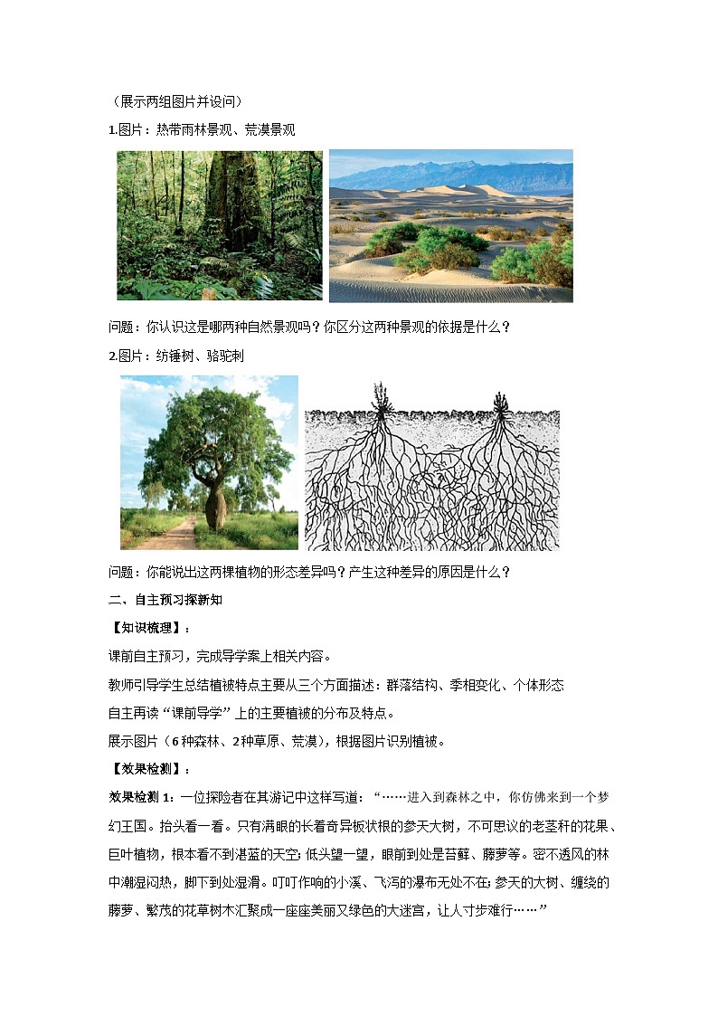 5.1 主要植被与自然环境 教案 2023-2024学年湘教版（2019）高中地理必修一02