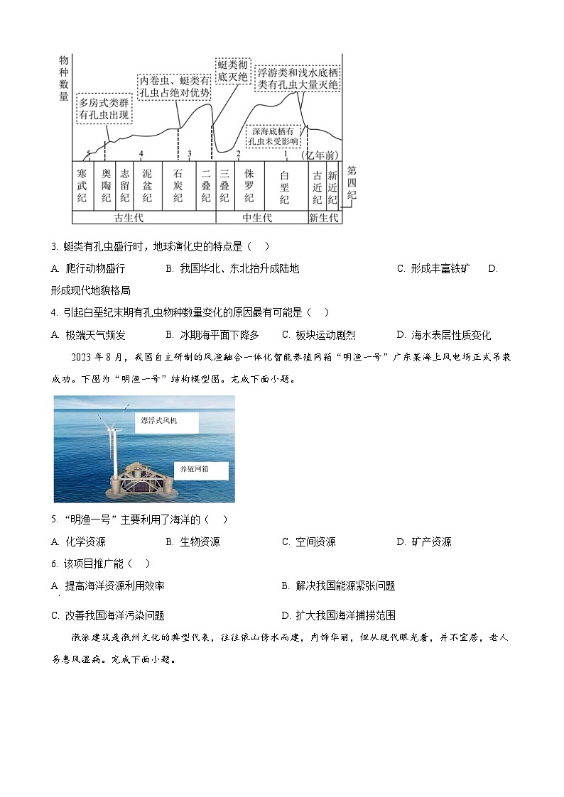 浙江省杭州市联谊学校2023-2024学年高一下学期6月学考模拟考试地理试题（Word版附解析）02