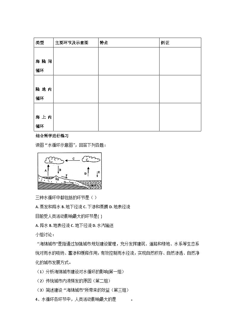 4.1 水循环 教案-2023-2024学年湘教版（2019）高中地理必修一02