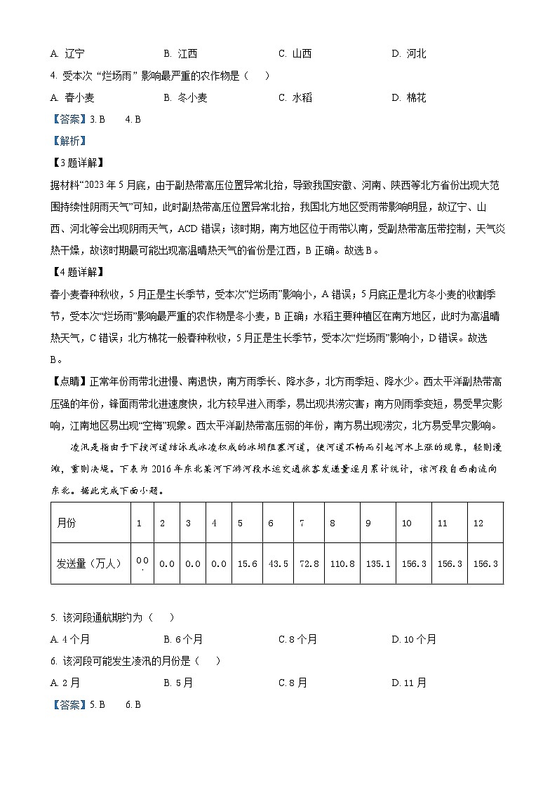 四川省广安友谊中学2022-2023学年高二下学期文综地理试题（八） Word版含解析第2页