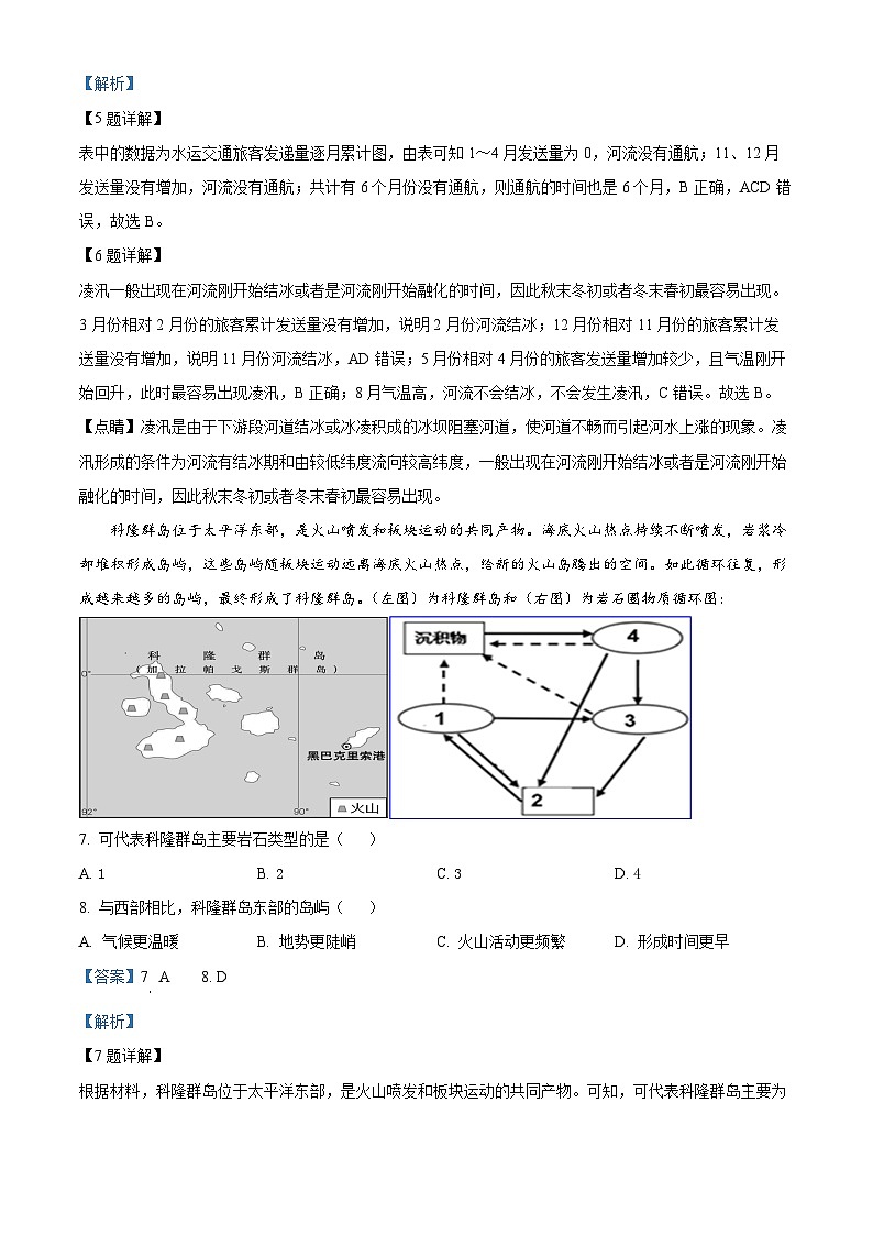 四川省广安友谊中学2022-2023学年高二下学期文综地理试题（八） Word版含解析第3页