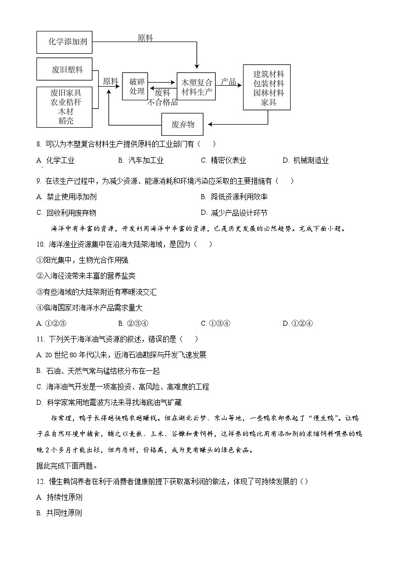 山西省朔州市怀仁市大地学校高中部2023-2024学年高一下学期6月月考地理试卷（Word版附解析）第3页