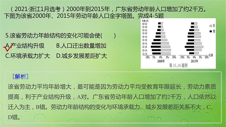 2024届湘教版新教材高考地理一轮复习第二部分人文地理第一章人口与地理环境真题专练课件第8页