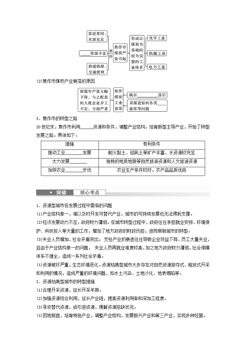 2024届人教新教材高考地理一轮复习学案第三部分区域发展第二章资源环境与区域发展课时62资源枯竭型城市的转型发展02