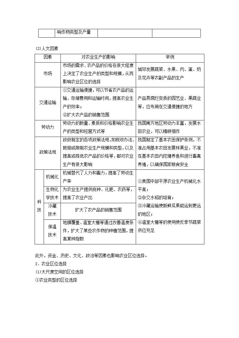 2024届人教新教材高考地理一轮复习学案第二部分人文地理第三章产业区位因素第1讲课时48农业区位因素第3页