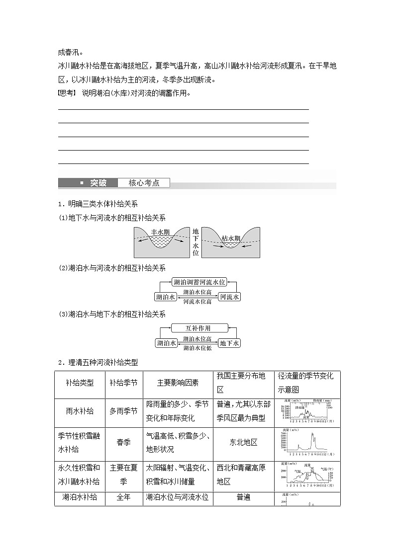 2024届人教新教材高考地理一轮复习学案第一部分自然地理第四章水的运动课时23陆地水体及其相互关系02