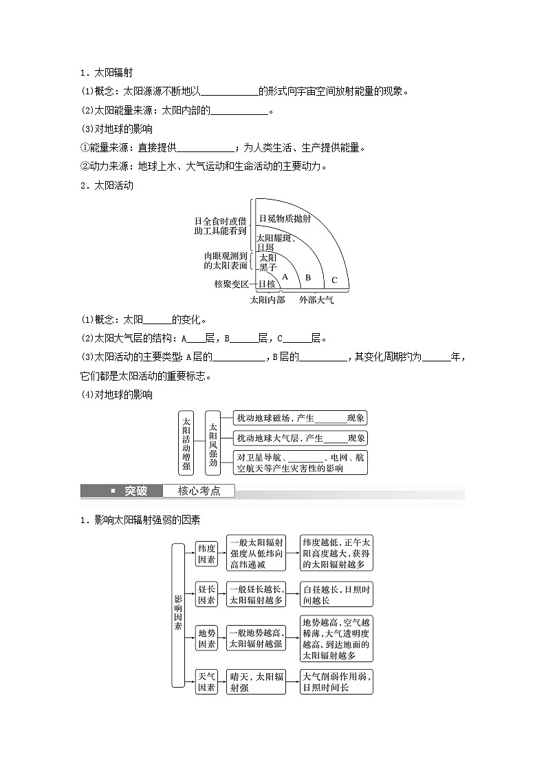 2024届人教新教材高考地理一轮复习学案第一部分自然地理第二章地球的运动第1讲课时4太阳对地球的影响第3页