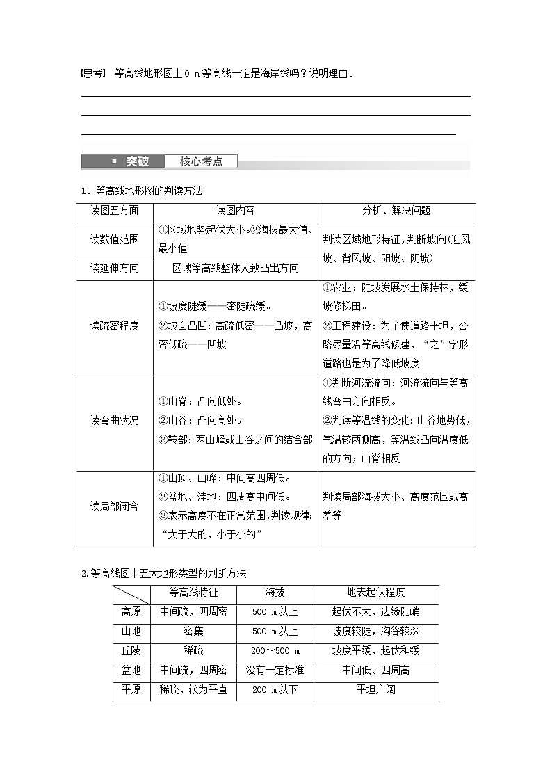 2024届人教新教材高考地理一轮复习学案第一部分自然地理第一章地理工具与地理实践课时2等高线地形图的判读和计算第2页
