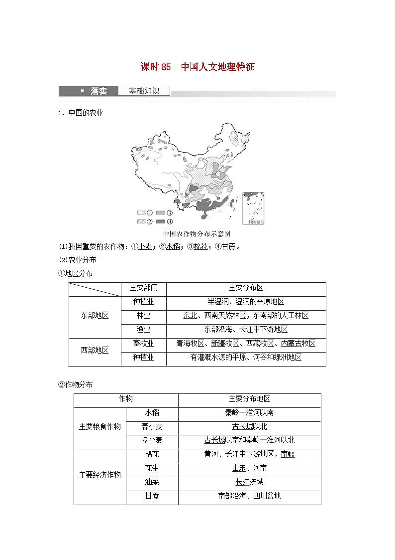 2024届人教新教材高考地理一轮教案第五部分区域地理第二章中国地理第1讲课时85中国人文地理特征01