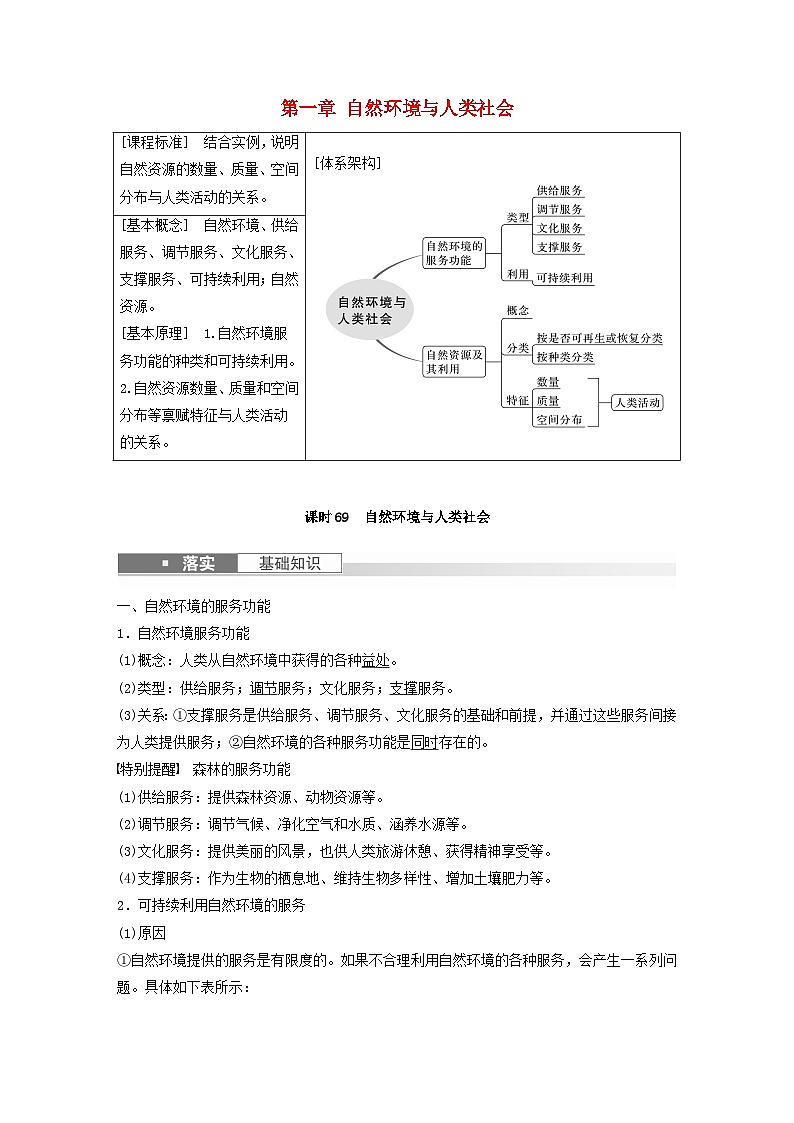 2024届人教新教材高考地理一轮教案第四部分资源环境与国家安全第一章自然环境与人类社会课时69自然环境与人类社会第1页