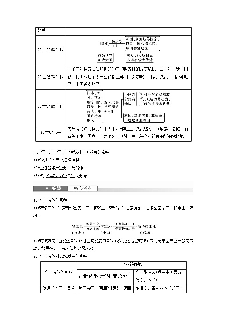 2024届人教新教材高考地理一轮教案第三部分区域发展第四章区际联系与区域协调发展课时67产业转移02