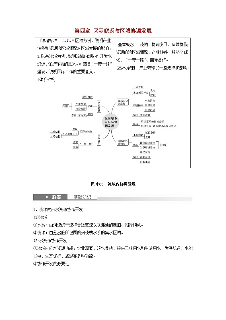 2024届人教新教材高考地理一轮教案第三部分区域发展第四章区际联系与区域协调发展课时65流域内协调发展01