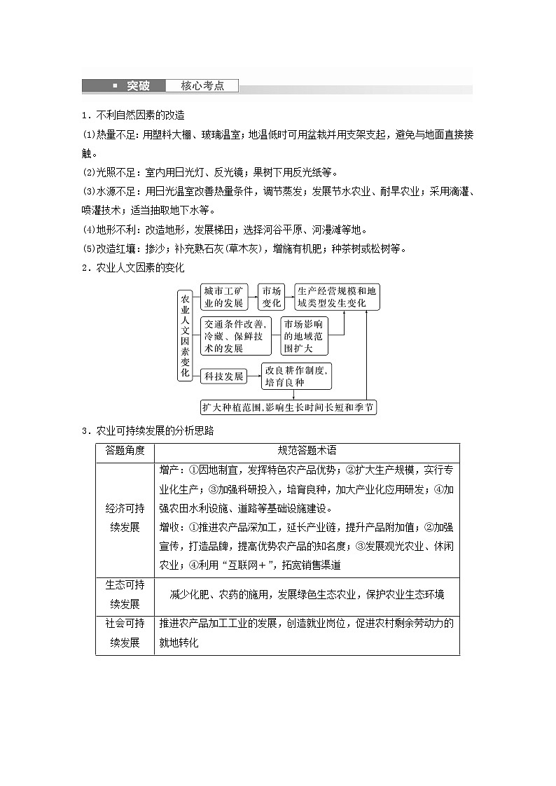 2024届人教新教材高考地理一轮教案第二部分人文地理第三章产业区位因素第1讲课时49农业区位因素的变化02